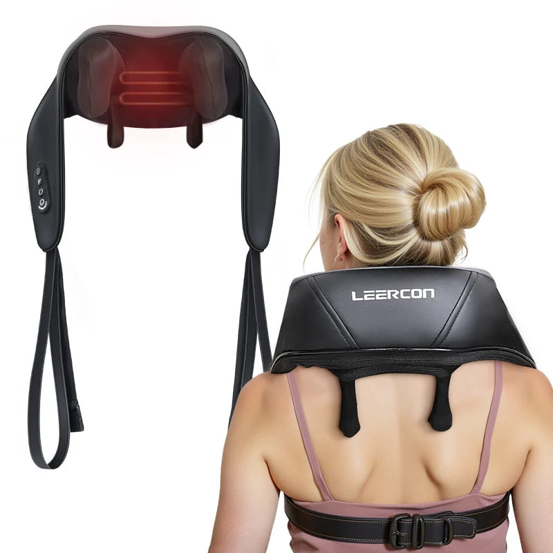 Shiatsu neck and shoulder massage pillow with heat, shown from the front