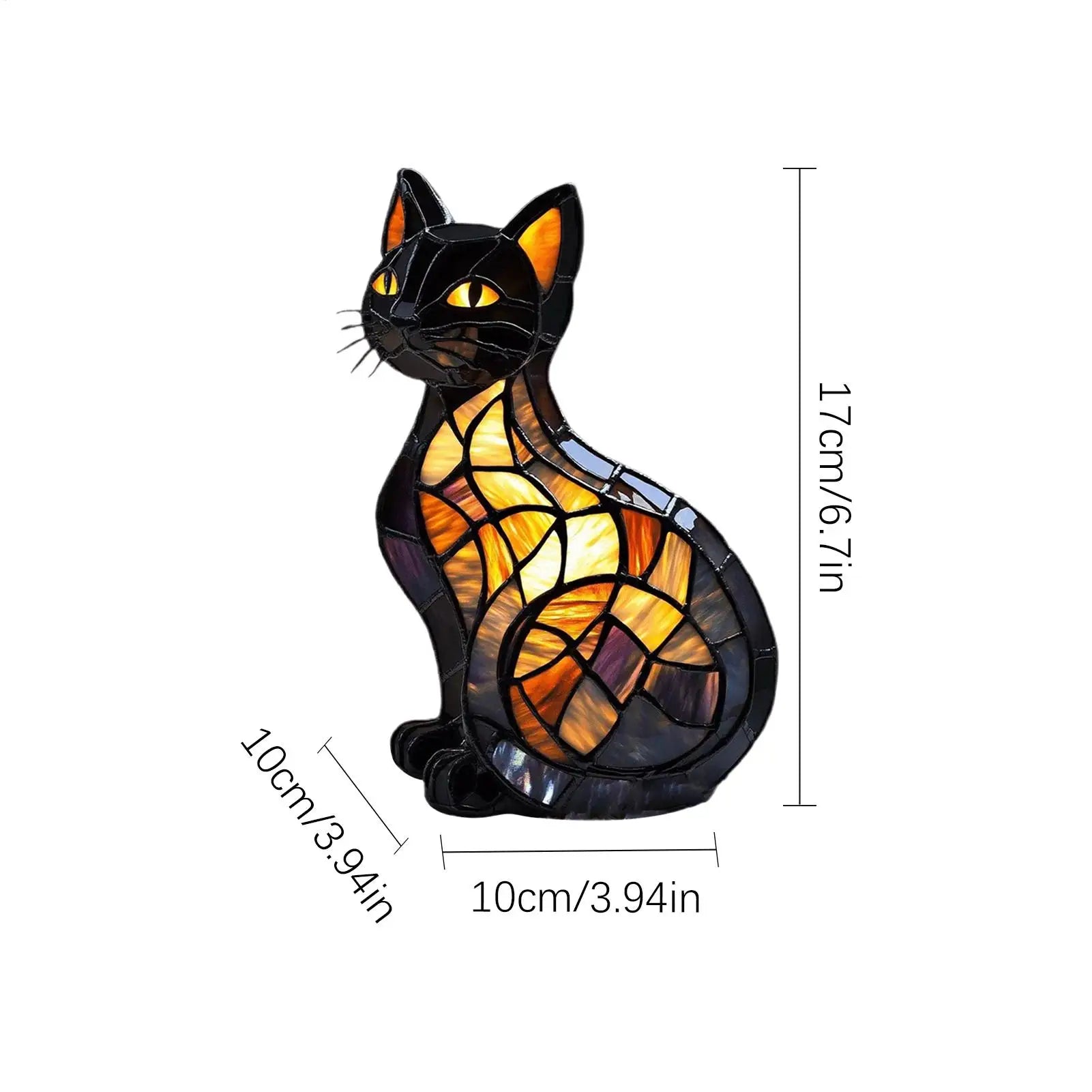 Cat Lamp Stained Retro Cat Stained Resin Tabletop Night Light Cute Pet Themed Led Lamp Gift For Cat Lovers