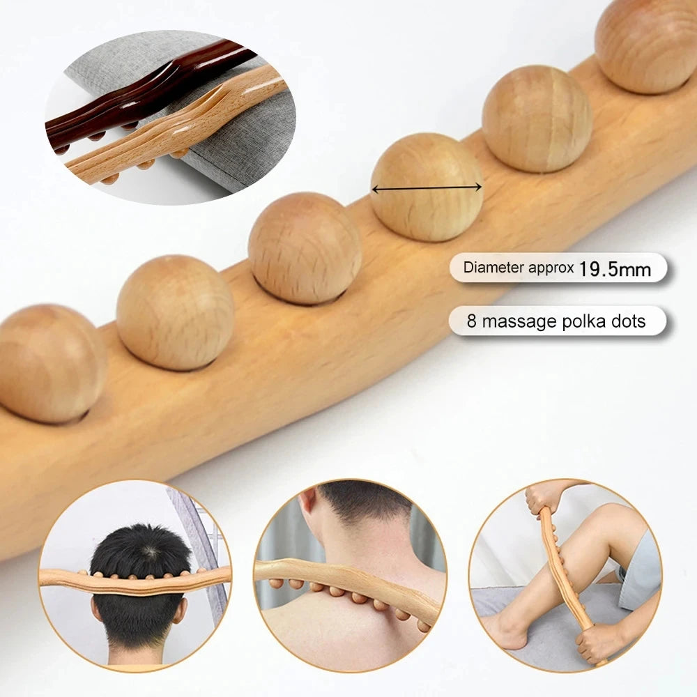Wood Gua Sha Massage Stick | Full Body Back, Shoulder & Leg Relaxation Tool