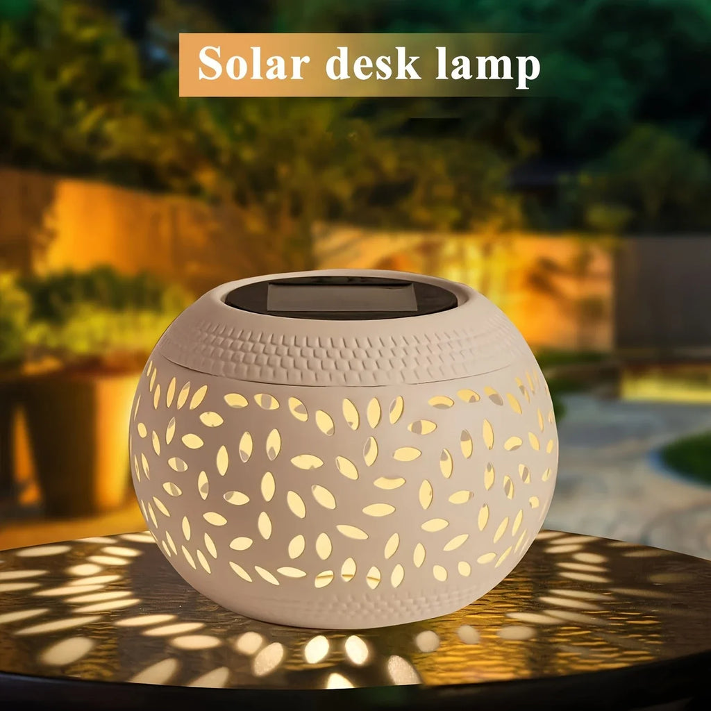Solar LED Garden Lantern - Elegant Metal lantern solar Powered Lamp Waterproof Shadow Projection for Outdoor Garden Patio Light