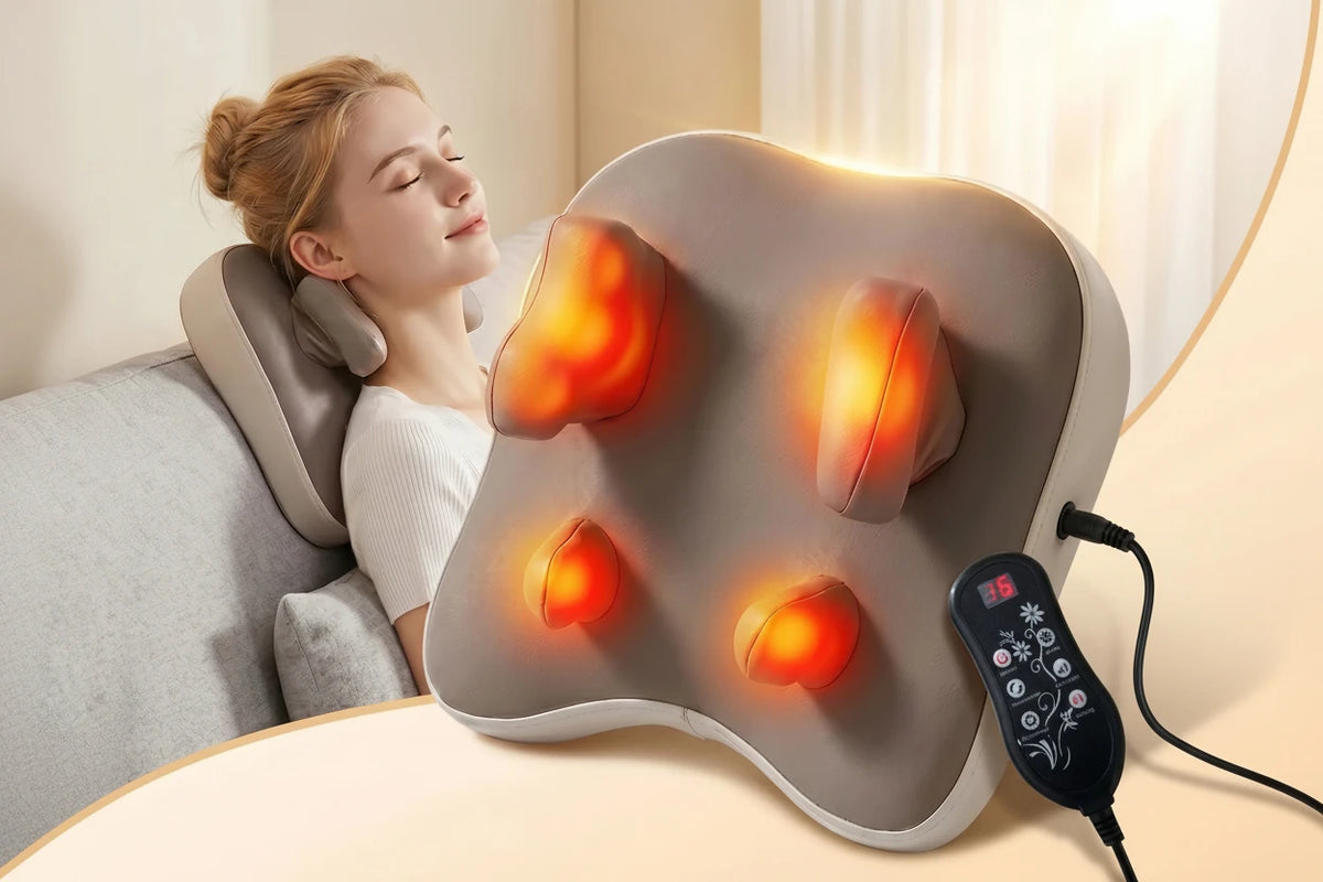 Wireless Shiatsu Massage Pillow | Heated Trapezius, Neck, Waist & Leg Massager
