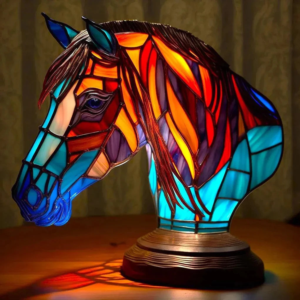 Animal Table Lamp Series,Stained Glass Cat,Dragon,Wolf,Horse,Owl,Dolphin,Turtle,Elephant,Mermaid Table Lamp Night Light