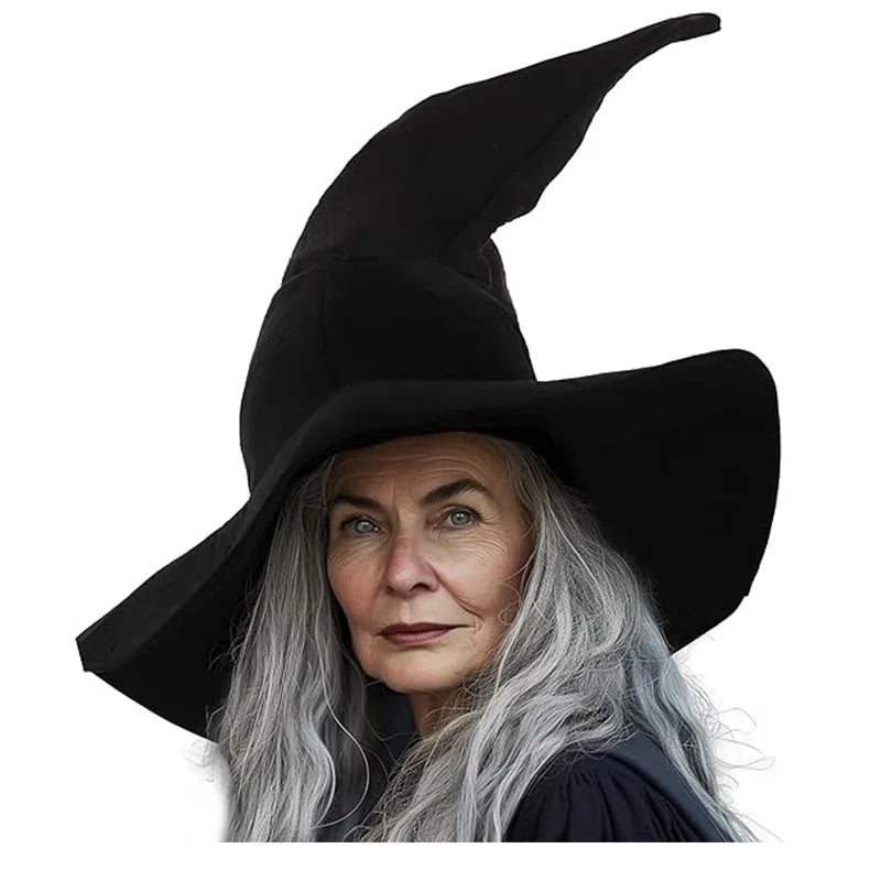 2026 Halloween Wizard Hat for Adult, Black Twisted Witch Hat, Halloween Party Props Costume Cosplay Accessory