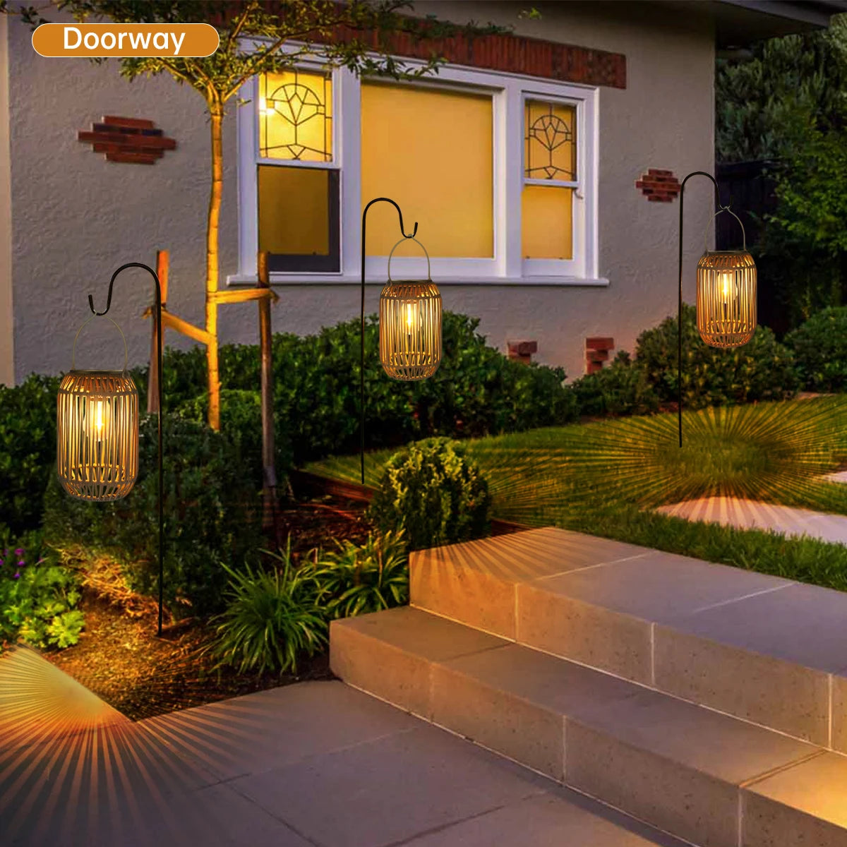 Solar Lantern Outdoor Solar Lanterns Waterproof for Outside Hanging Woven Lantern Boho Lamp Lights Decoration for Garden Yard