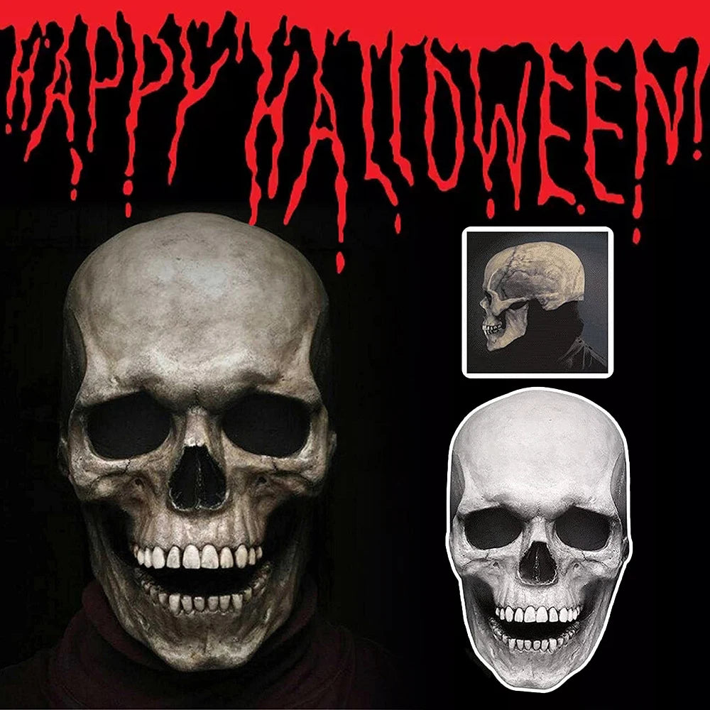 Halloween Mask Latex Mask Skull Mask Horror Decoration Full Head Skull Mask Helmet Movable Jaw Masque Gifts Party Costume Mask
