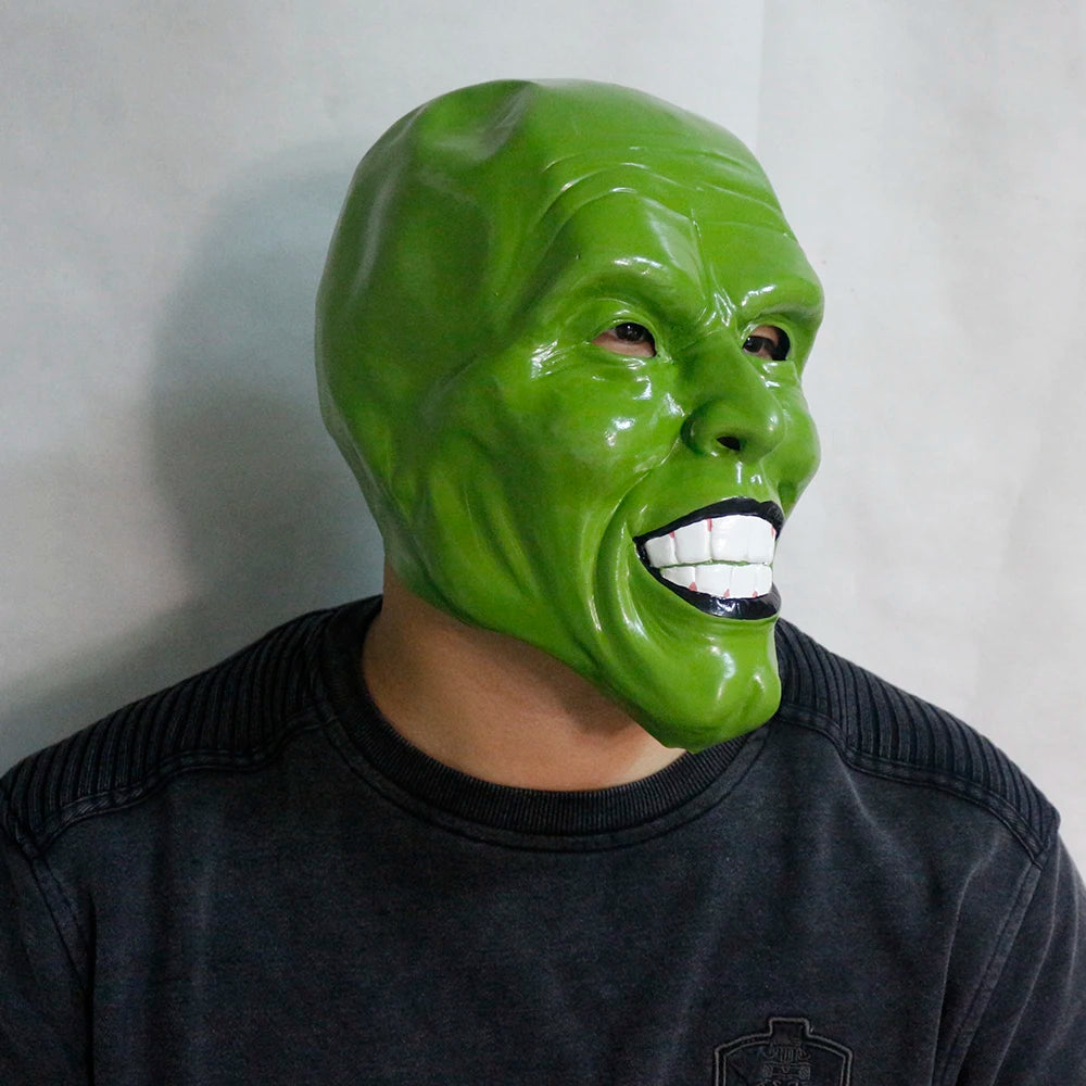 Green Latex Mask Jim Carrey Movie Fancy Dress Loki The Mask Halloween Accessory