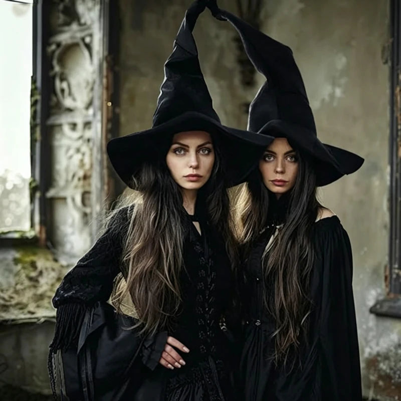 2026 Halloween Wizard Hat for Adult, Black Twisted Witch Hat, Halloween Party Props Costume Cosplay Accessory
