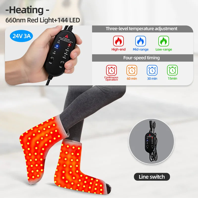 660&850nm LED Red Light  Ankle Brace 3 Gear Vibration Ankle Wrist Guard Left Right Foot Support Relief Pain  Sports Recovery
