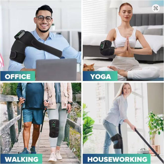 Heated Knee Massager with Vibration | 3-in-1 Cordless Wrap for Knee, Shoulder & Elbow
