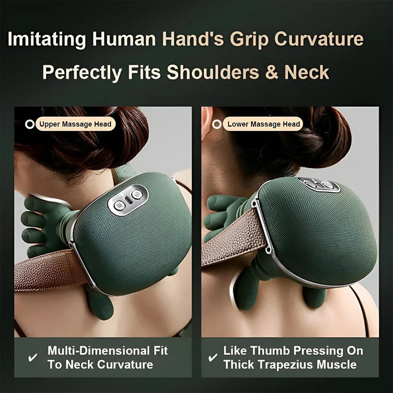 Shiatsu Neck & Shoulder Massager | Heated Deep Kneading Wireless Massage Wrap