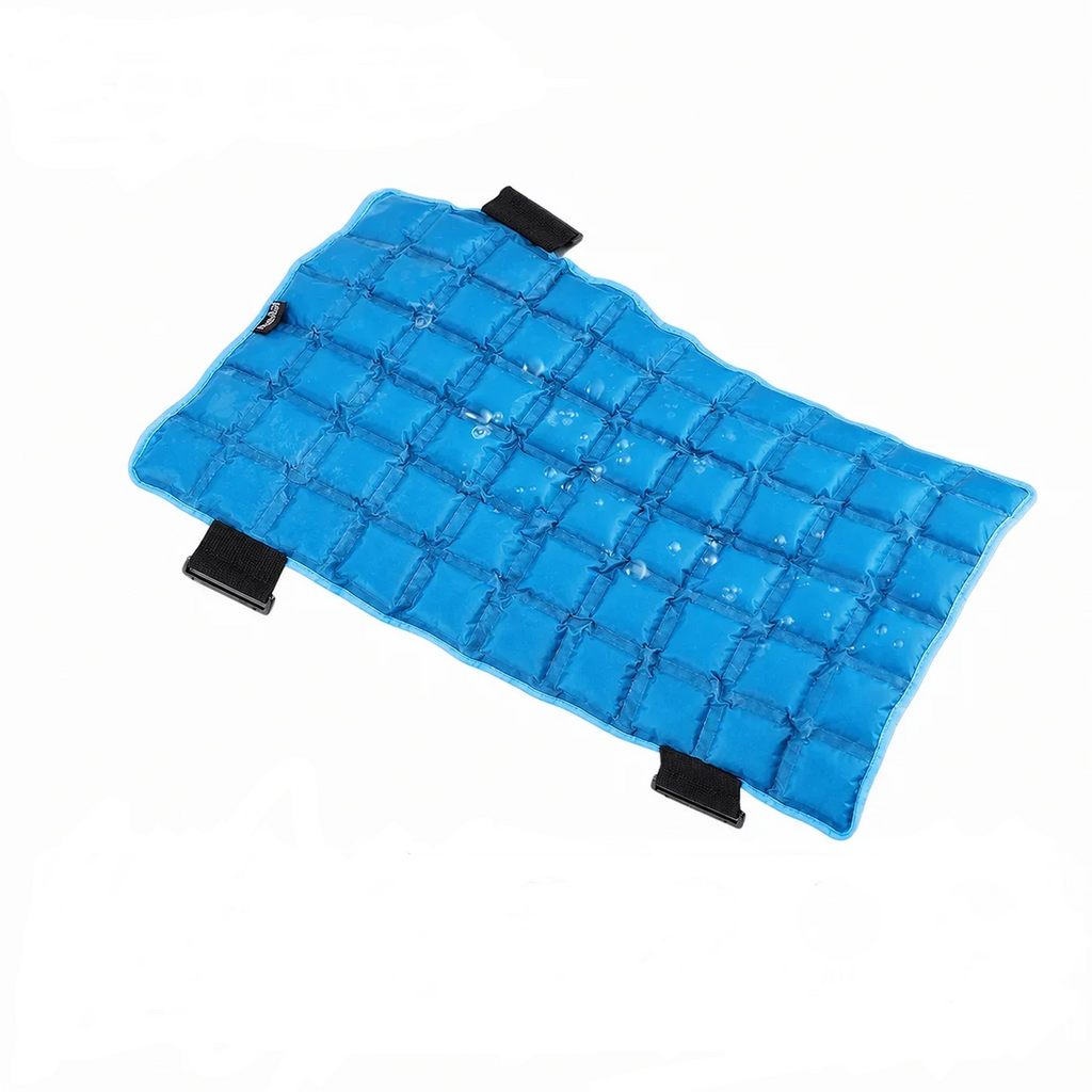 Large blue hot and cold compress wrap on a white background