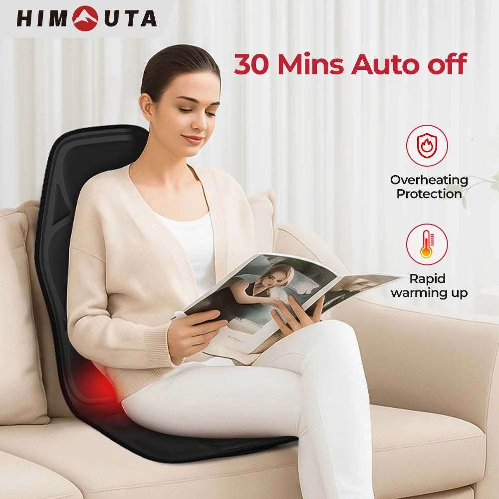 Back Massager Cushion with Heat | Full-Body Vibration Massage Mat for Chair & Car