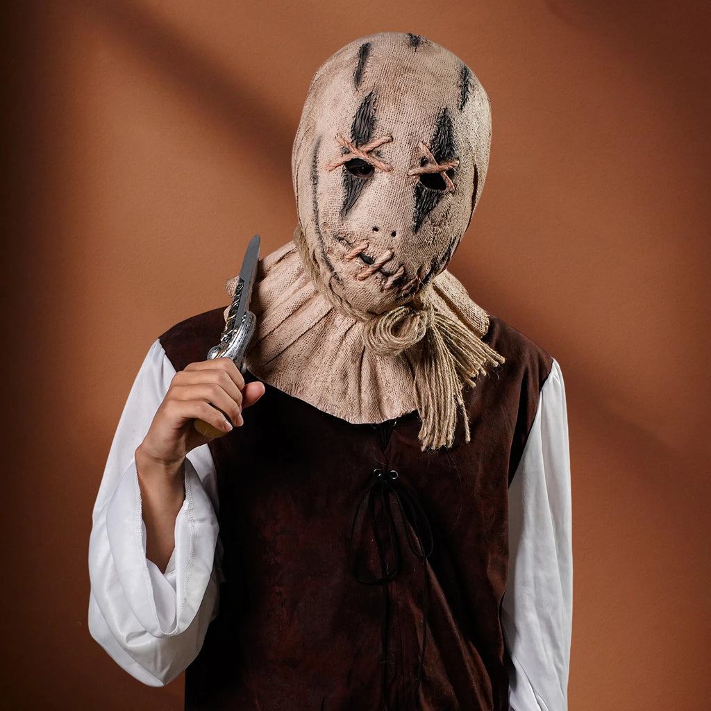 Scary Scarecrow Headgear Faux Latex Mask Halloween Costume Party Accessories Scary Masks