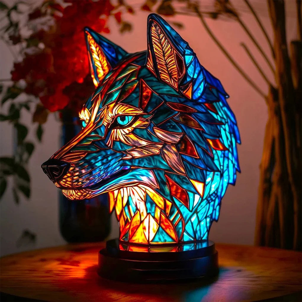 Animal Table Lamp Series,Stained Glass Cat,Dragon,Wolf,Horse,Owl,Dolphin,Turtle,Elephant,Mermaid Table Lamp Night Light