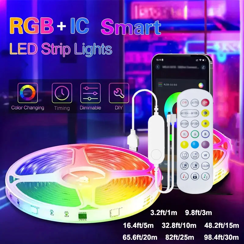RGBIC Smart LED Strip Lights | Segment Color Control, WiFi App & Alexa/Google