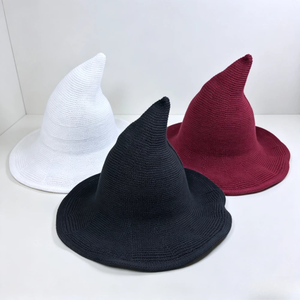 Halloween Witch Hat, Foldable Knitted Women'S Hat, Halloween Party Hat, Magic Hat, Festival Party, Role-Playing, Decoration
