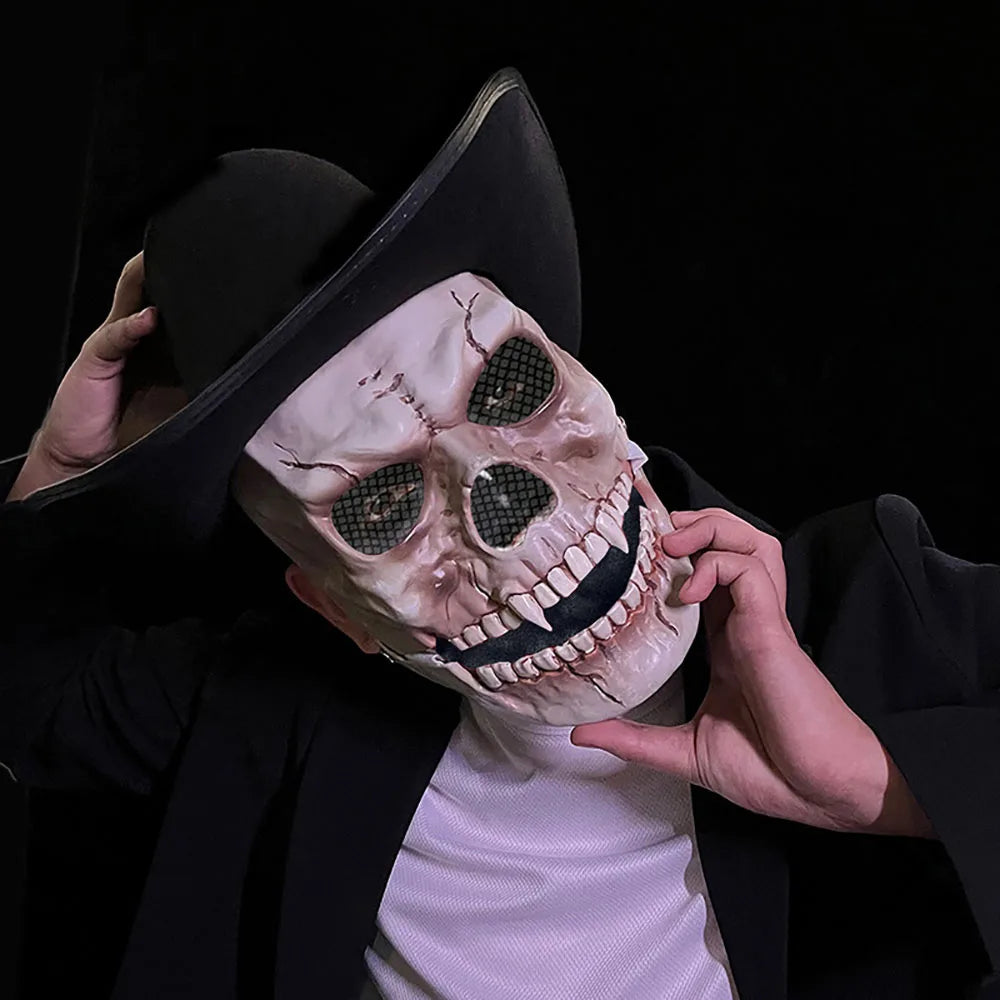 Halloween Mask Latex Mask Skull Mask Horror Decoration Full Head Skull Mask Helmet Movable Jaw Masque Gifts Party Costume Mask