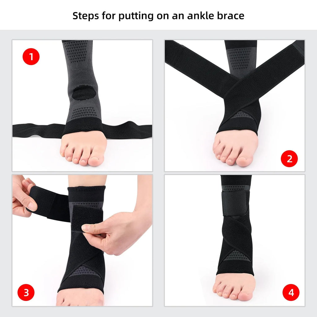 Ankle Brace Compression Sleeve | Adjustable Arch Support Wrap for Foot & Ankle