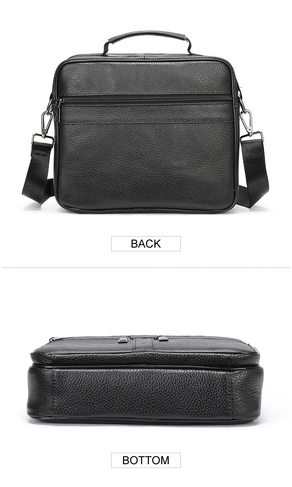 Genuine Leather Shoulder Bag for Men Black Cowhide Leather Handbag for Men Business Office Messenger Bag Male Crossbody Bag