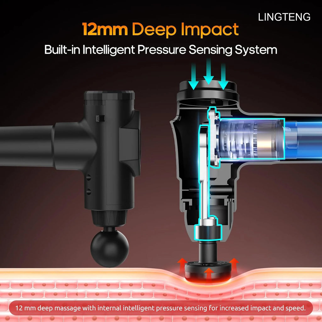 Massage Gun with Heat | Deep Tissue Percussion Massager, 7 Heads & 20 Speeds