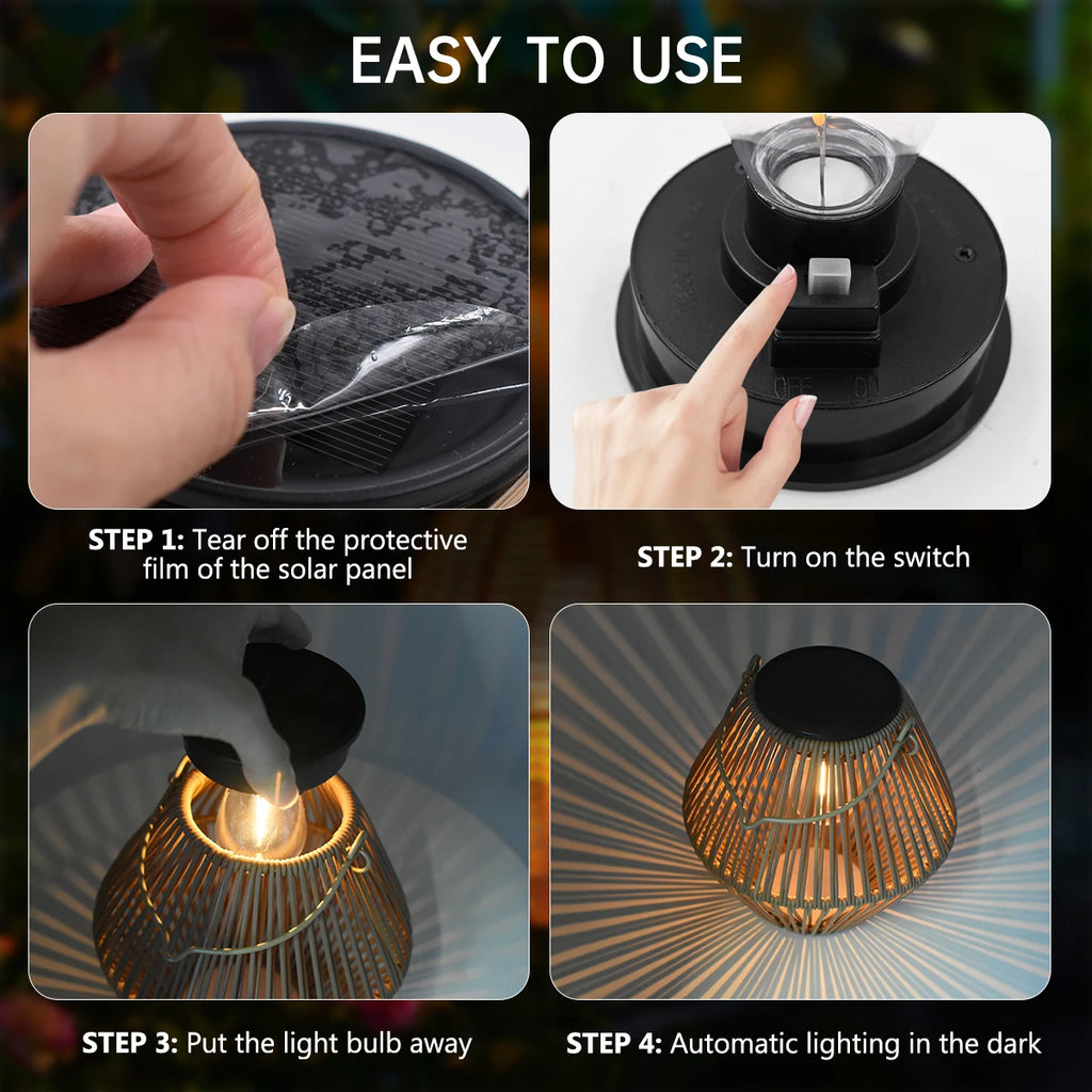 Solar Lantern Outdoor Solar Lanterns Waterproof for Outside Hanging Woven Lantern Boho Lamp Lights Decoration for Garden Yard
