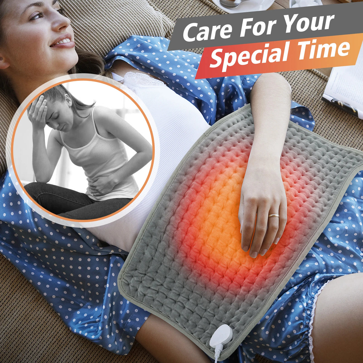 Soft Heating Pad | 9-Level Adjustable Heat, Micro-Plush, 60x30cm for Body, Back & Legs