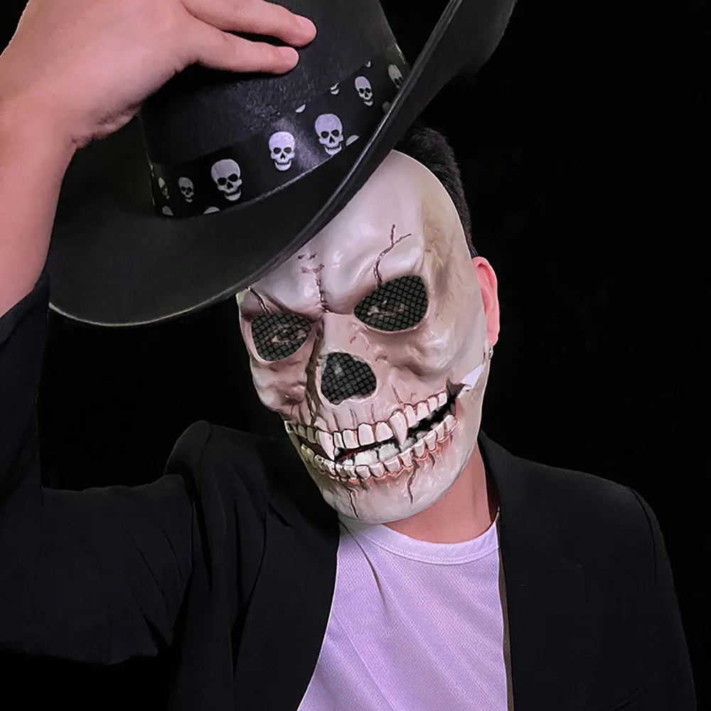 Halloween Mask Latex Mask Skull Mask Horror Decoration Full Head Skull Mask Helmet Movable Jaw Masque Gifts Party Costume Mask