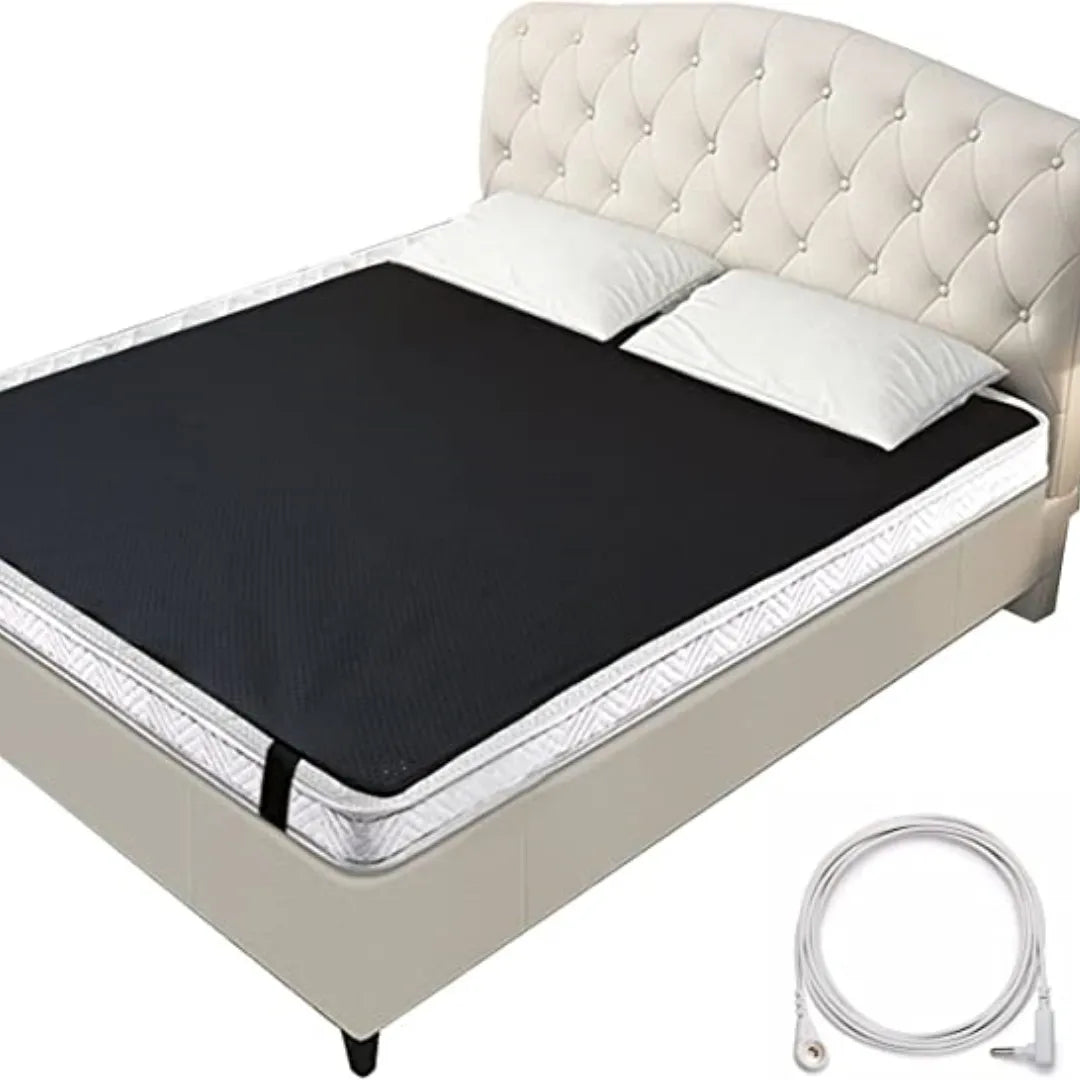Grounding Leather Mattress Pad | Conductive Earthing Sleep Mat, 15ft Cord