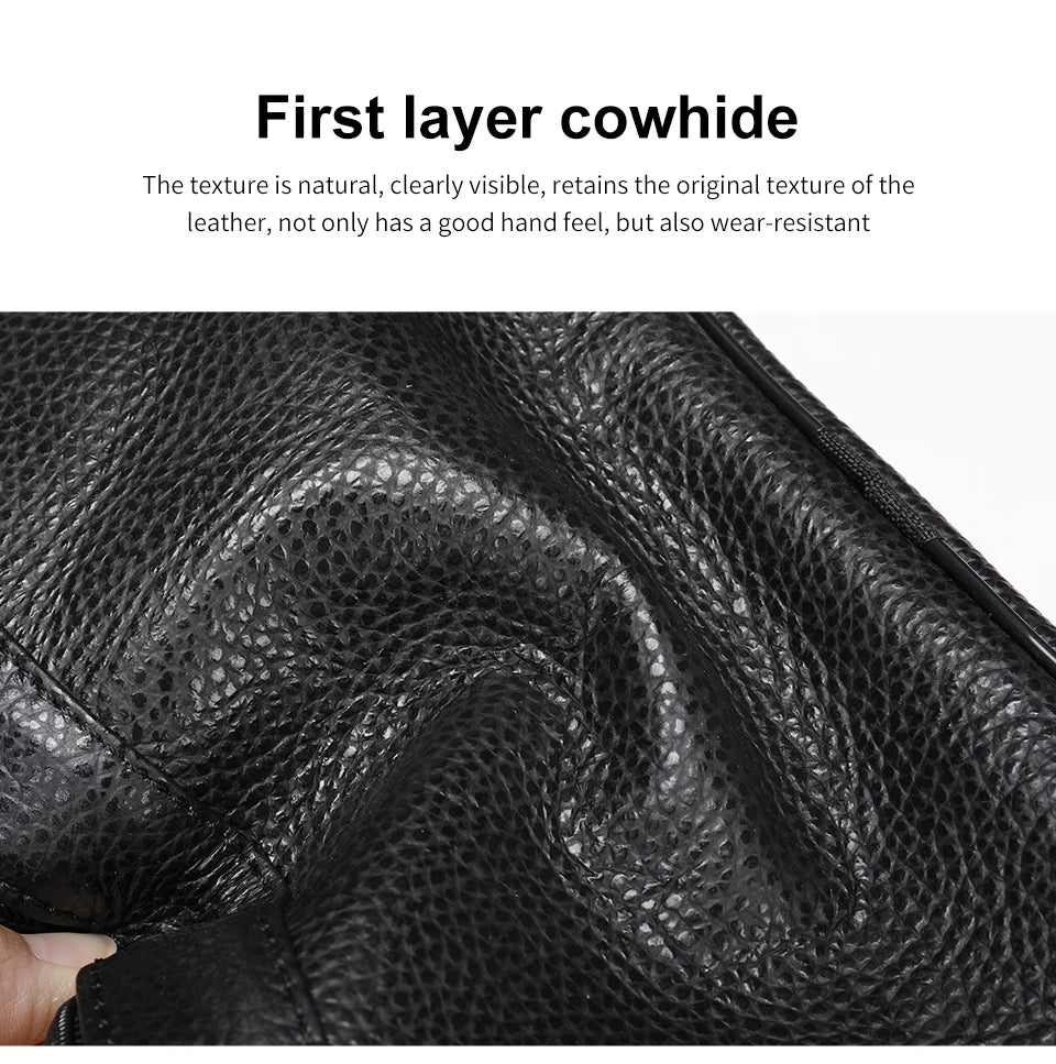 Genuine Leather Shoulder Bag for Men Black Cowhide Leather Handbag for Men Business Office Messenger Bag Male Crossbody Bag