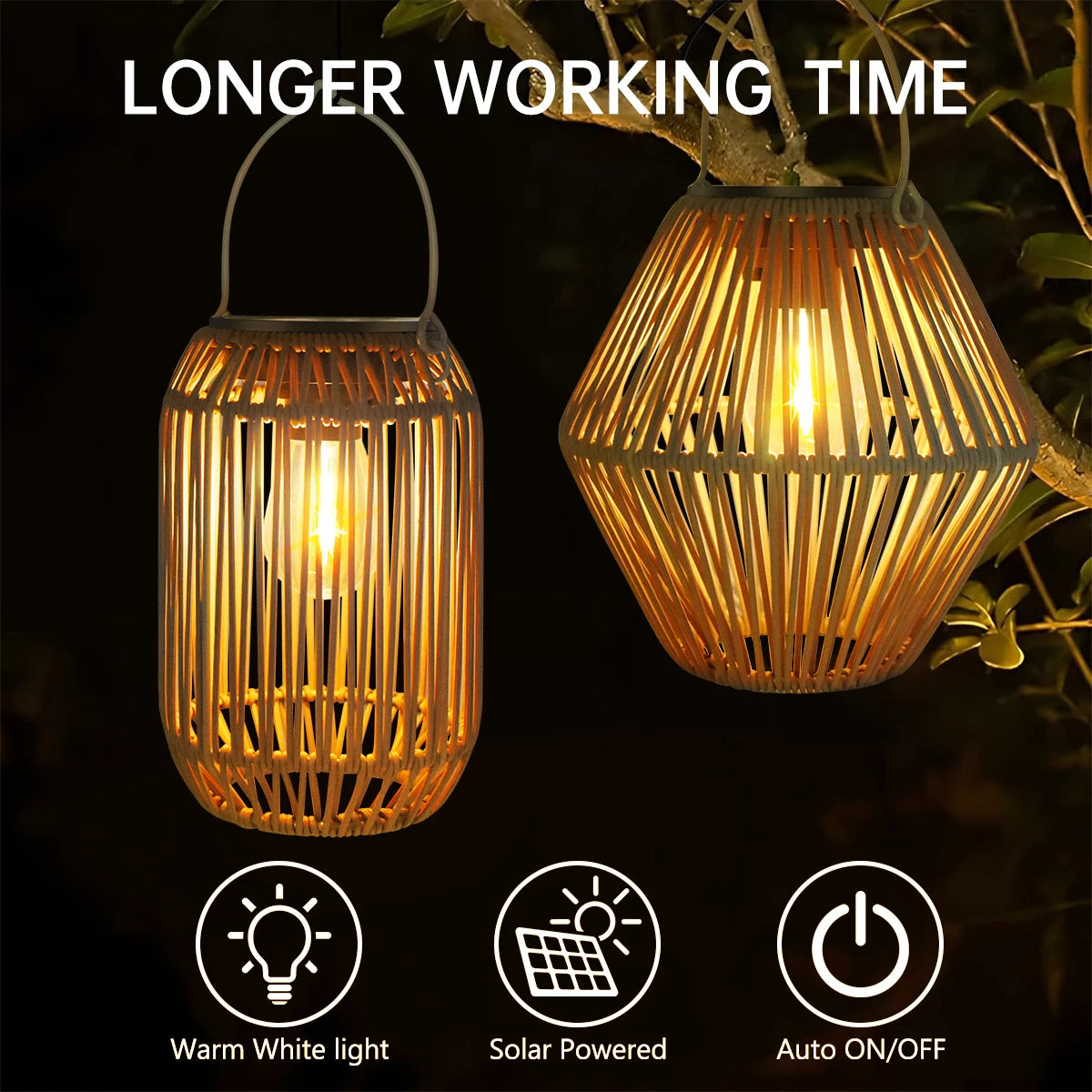 Solar Lantern Outdoor Solar Lanterns Waterproof for Outside Hanging Woven Lantern Boho Lamp Lights Decoration for Garden Yard