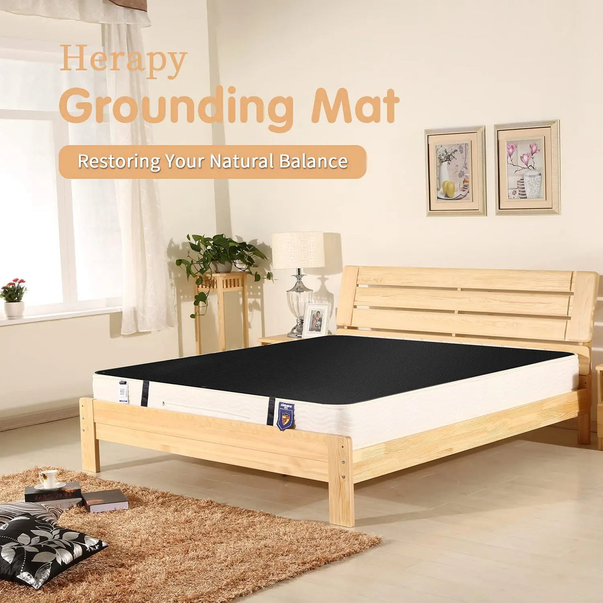 Grounding Leather Mattress Pad | Conductive Earthing Sleep Mat, 15ft Cord